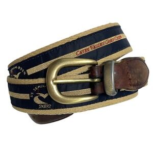 Vintage YRI Men's Golf‎ Belt 42/105 Caves MD 2002 US Senior Open Design Tan Navy